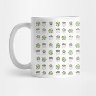 Green and pink suculents in flowerpots Mug